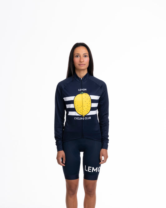 Lemon Cycling Club Trikot Longsleeve Blau Women